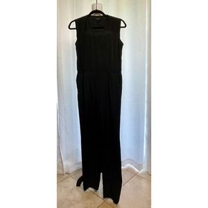 Ann Taylor Loft Black Sleeveless Jumpsuit Size Extra Small Black Lace Top & Back